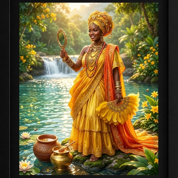 Hand Crafted Other - Orisha Oshun In A Glass Front Frame 8x10